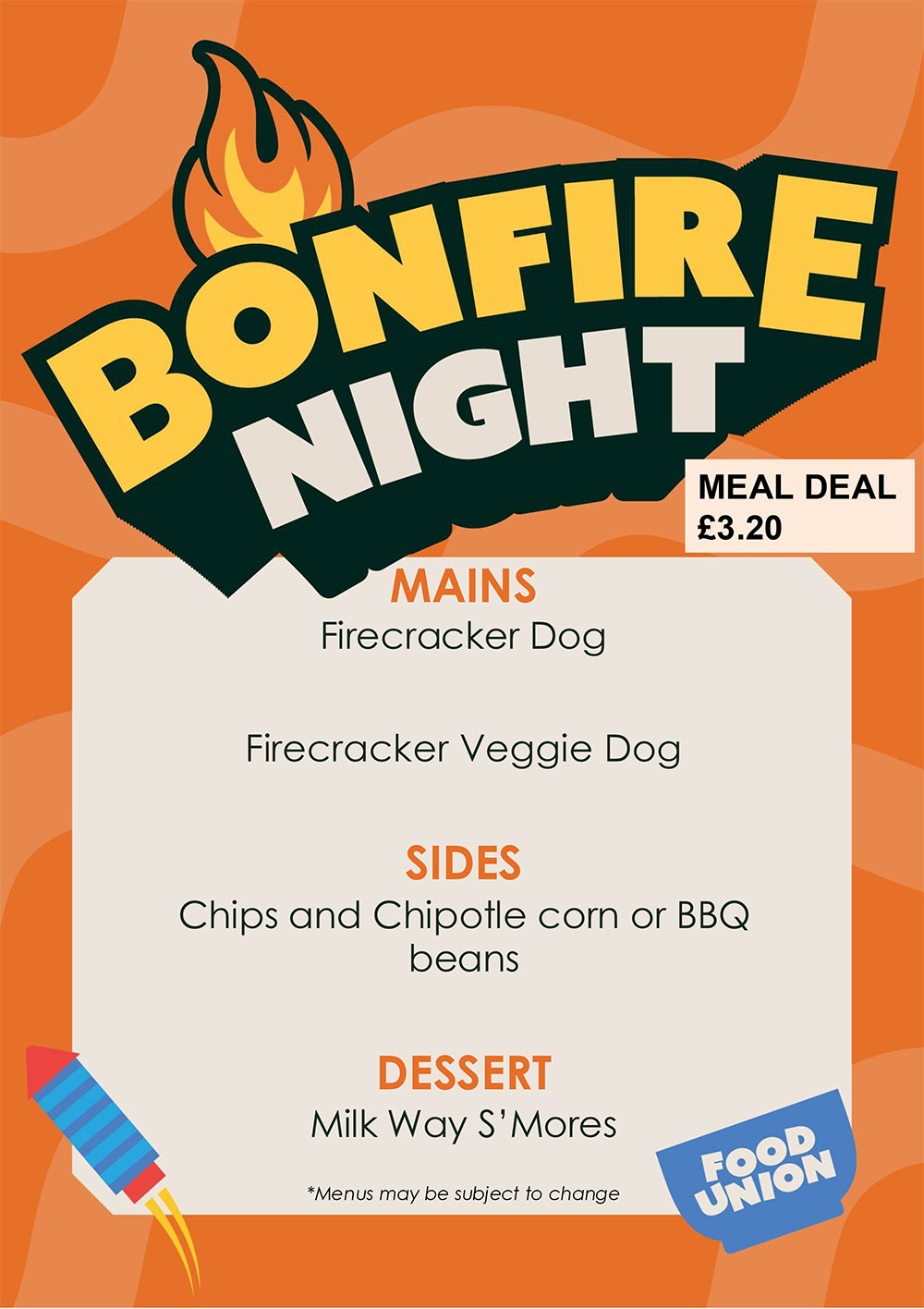 Bonfire Night Promotion - Thursday 5 November 2026 only